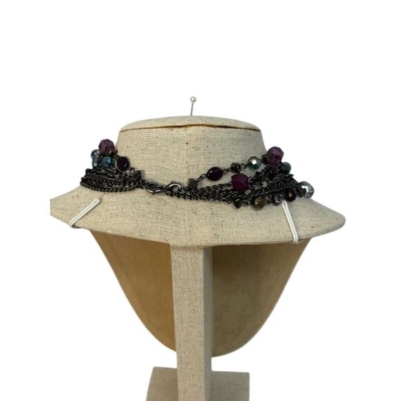 Premier Designs Vibrant Gems Necklace Long or Bib Multichain Gunmetal Black - Picture 5 of 5